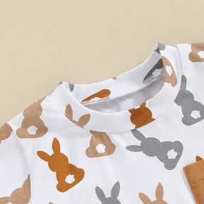 Conjunto Infantil Camiseta Estampa Coelho e Shorts Marrom 3 Meses a 3 Anos Varialle