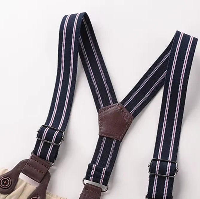 Conjunto Infantil Elegante com Camisa, Suspensorios e Chapeu 3 a 24 Meses Varialle 