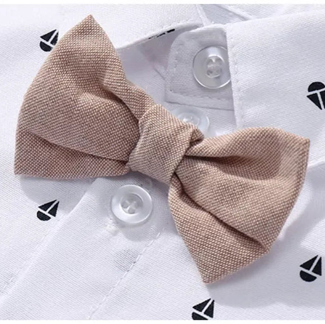 Conjunto Infantil Elegante com Camisa, Suspensorios e Chapeu 3 a 24 Meses Varialle 