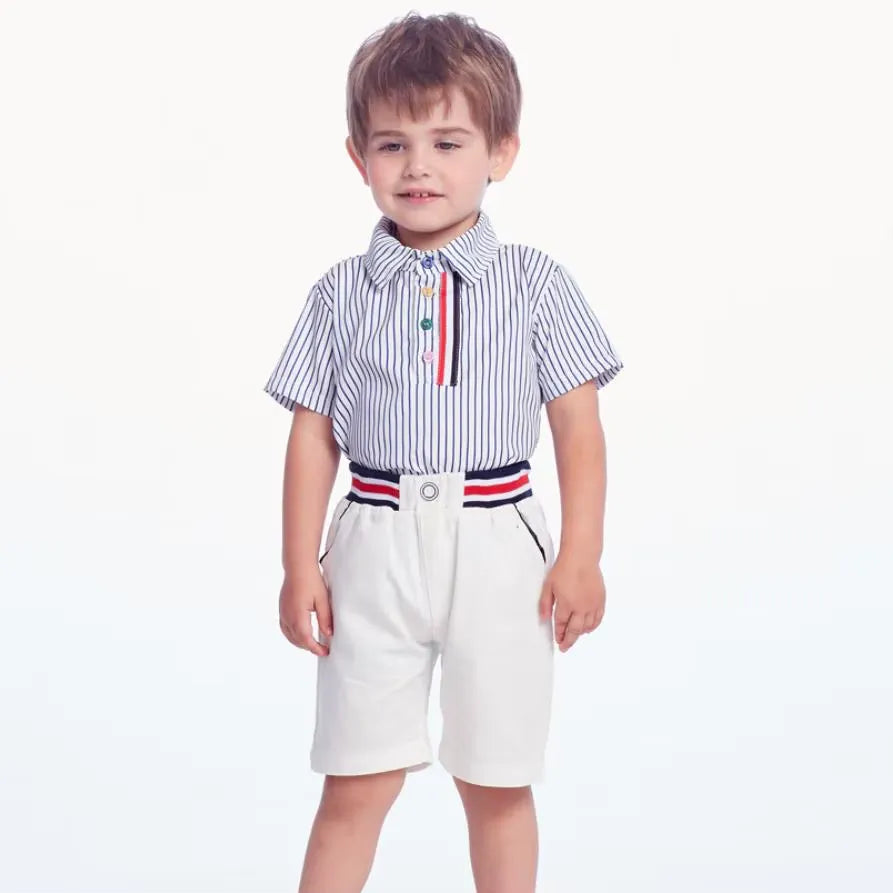 Conjunto Infantil Masculino Camisa Listrada e Bermuda 2 a 6 Anos | Varialle