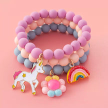 Conjunto Infantil com 3 Pulseiras Unicórnio