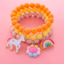 Conjunto Infantil com 3 Pulseiras Unicórnio