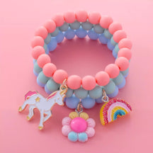 Conjunto Infantil com 3 Pulseiras Unicórnio