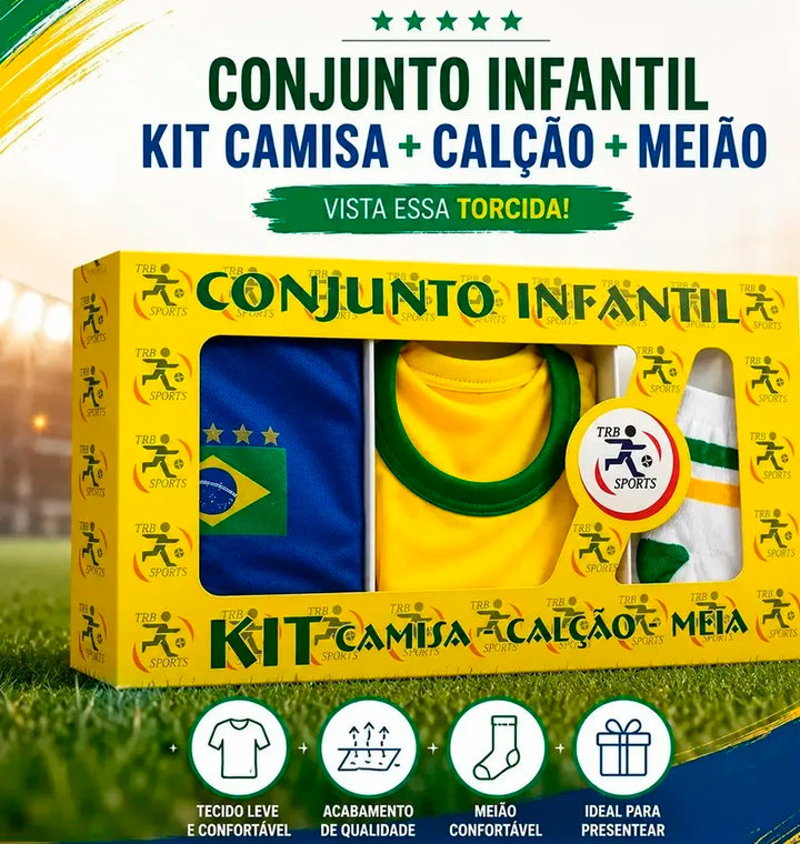 Conjunto Infantil do Brasil Camisa, Calção e Meião + Mini Bola | Varialle