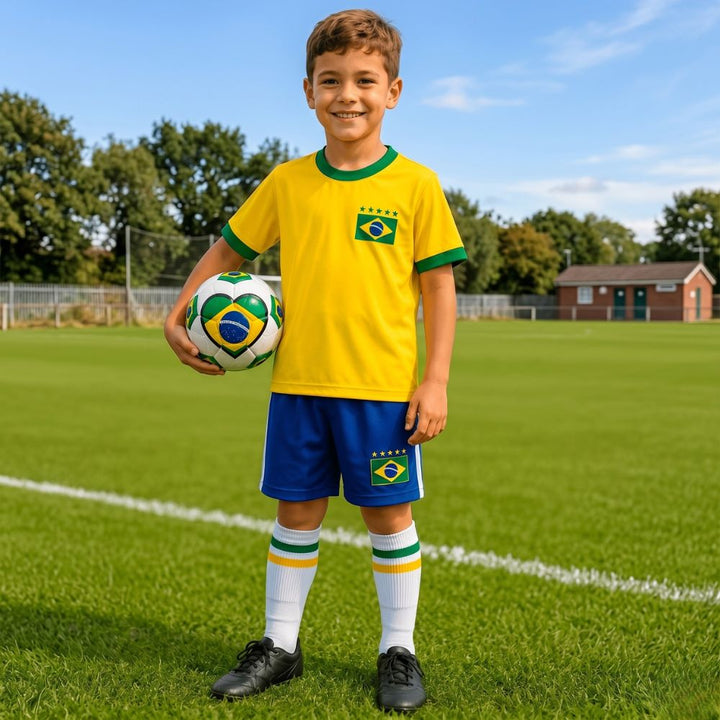 Conjunto Infantil do Brasil Camisa, Calção e Meião + Mini Bola | Varialle