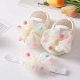 Conjunto Sapatinho e Faixa de Cabelo Tule e Bolinhas 0 a 12 Meses Varialle