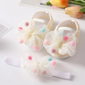 Conjunto Sapatinho e Faixa de Cabelo Tule e Bolinhas 0 a 12 Meses Varialle