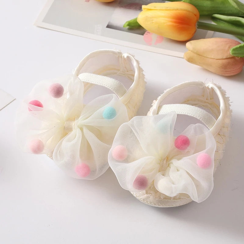 Conjunto Sapatinho e Faixa de Cabelo Tule e Bolinhas 0 a 12 Meses Varialle