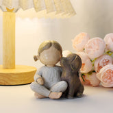 Decoração em Resina Criança e Cachorro Varialle