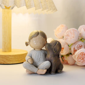 Decoração em Resina Criança e Cachorro Varialle