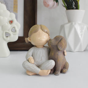 Decoração em Resina Criança e Cachorro Varialle