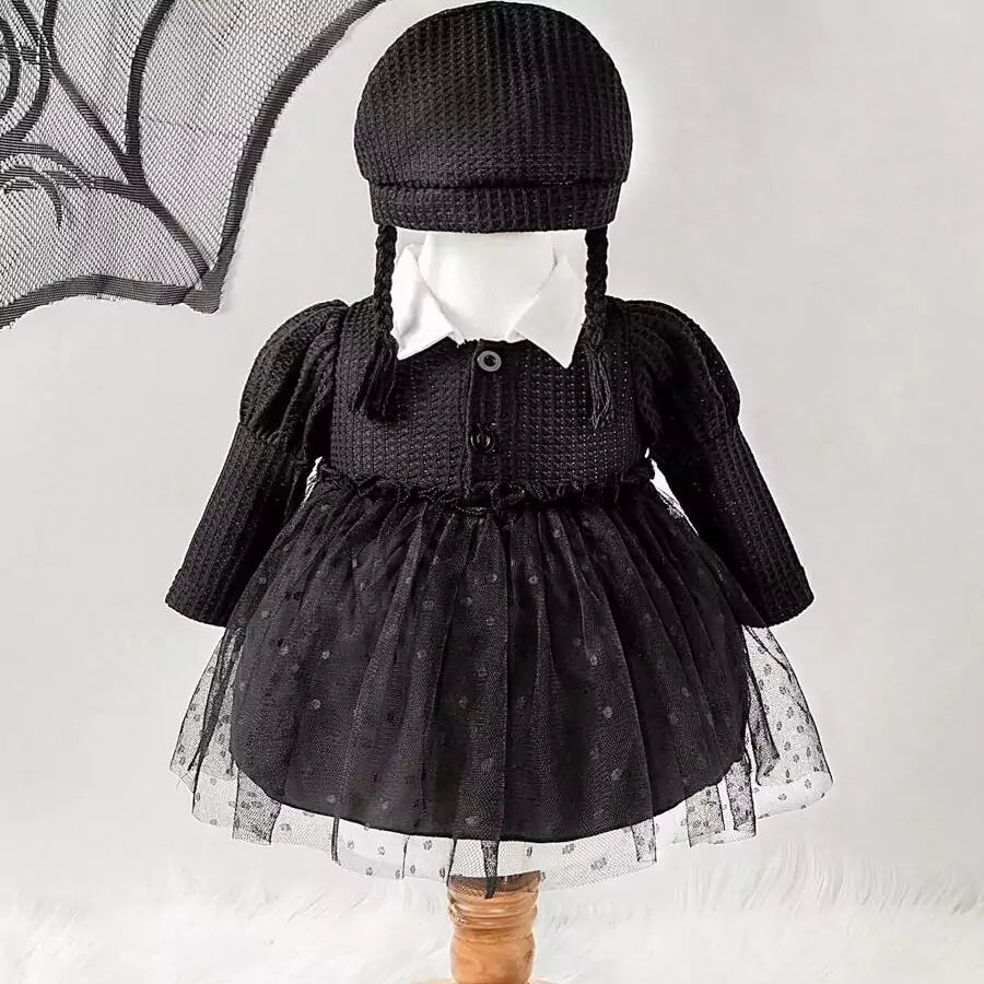 Fantasia Infantil Feminina Halloween Vestido Gótico 0 a 9 Meses