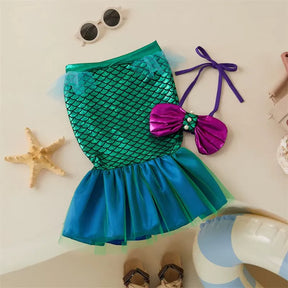 Fantasia Infantil Sereia - Top Brilhante e Saia de Tule para Bebês 0 a 3 Anos Varialle