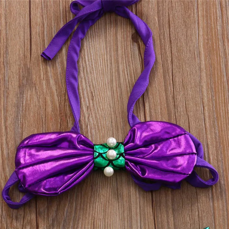 Fantasia Bebê Sereia Top Brilhante e Saia Tule 0 a 3 Anos Varialle