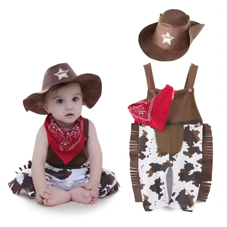 Fantasia de Cowboy para Bebês com Body, Chapéu e Lenço Varialle