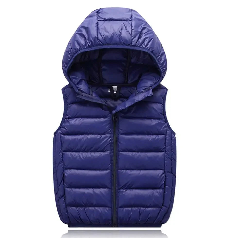 Jaqueta Puffer Infantil Com Capuz Inverno Corta-Vento (Sem Mangas) Varialle