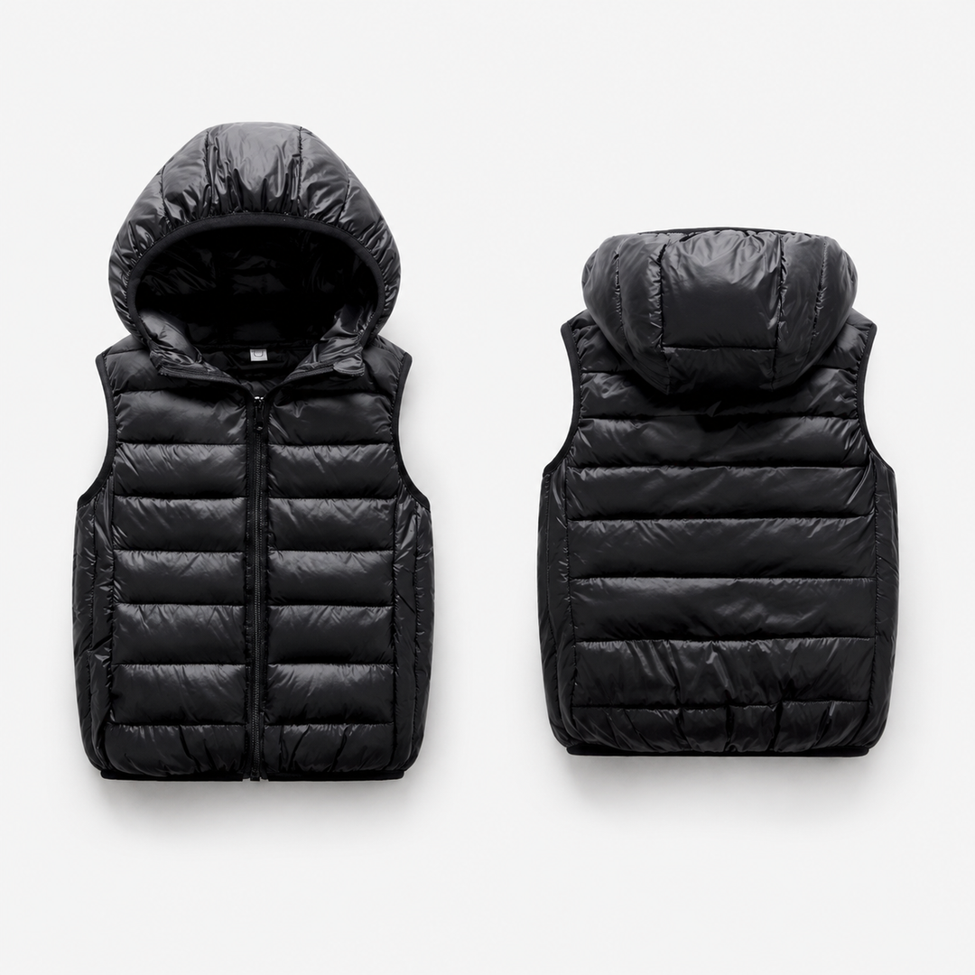 Jaqueta Puffer Infantil Com Capuz Inverno Corta-Vento (Sem Mangas) Varialle