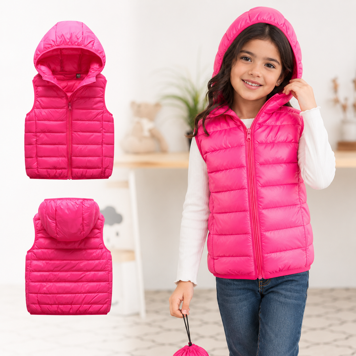 Jaqueta Puffer Infantil Com Capuz Inverno Corta-Vento (Sem Mangas) Varialle