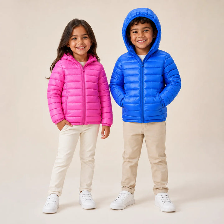 Jaqueta Puffer Infantil Com Capuz Inverno Corta-Vento (Unissex) Varialle