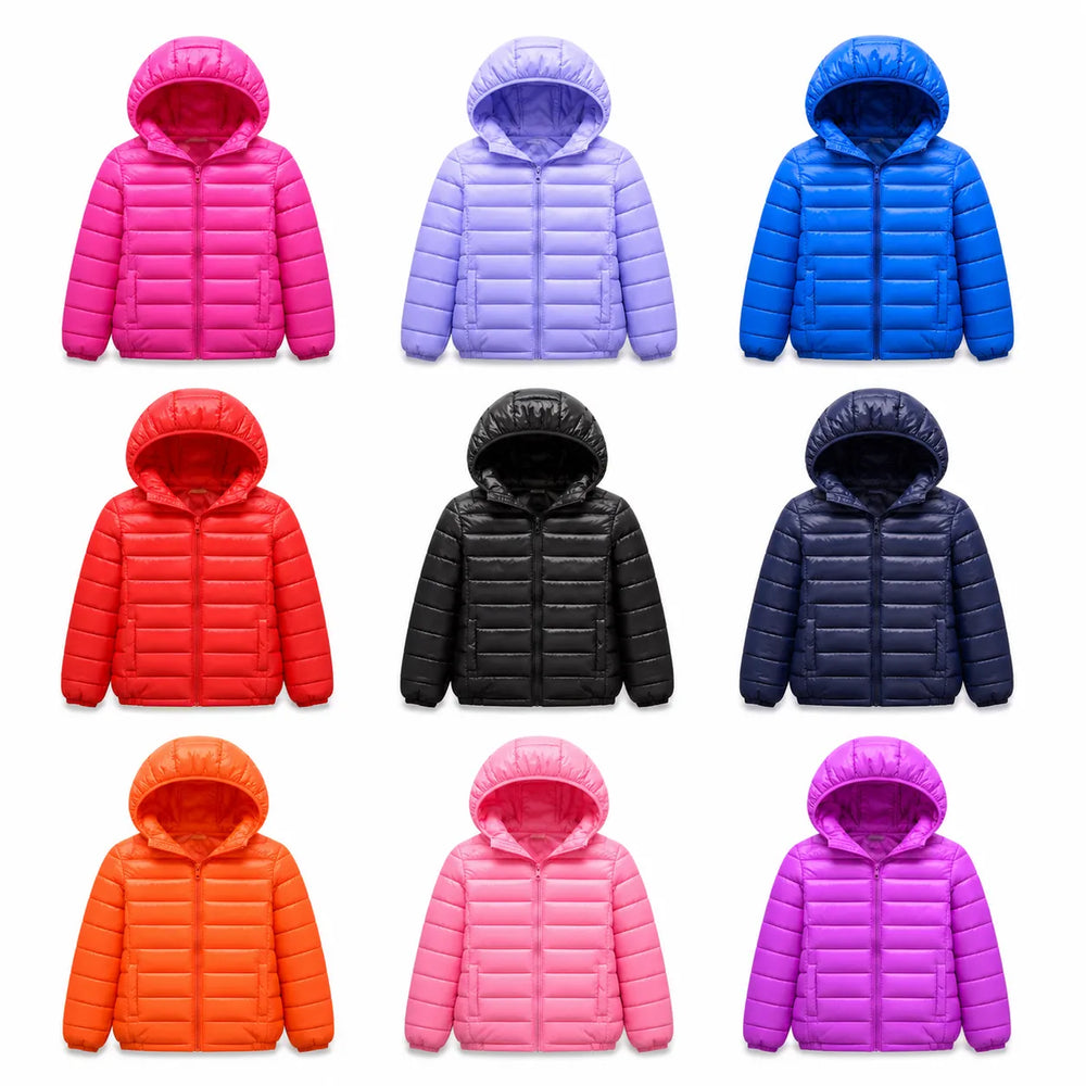 Jaqueta Puffer Infantil Com Capuz Inverno Corta-Vento (Unissex) Varialle