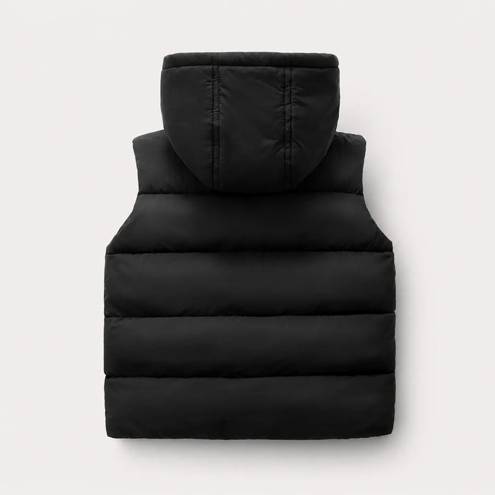 Jaqueta Puffer Infantil Sem Mangas Com Capuz Removível (Unissex)