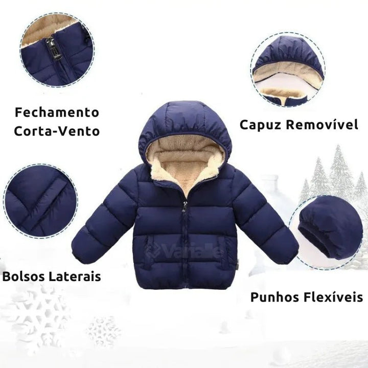 Jaqueta Infantil com Capuz e Forro de Pelúcia 1 a 6 Anos Varialle