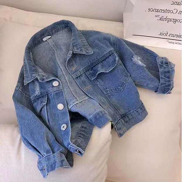 Jaqueta Jeans Infantil Menina Bordado Floral 3 a 10 Anos Varialle