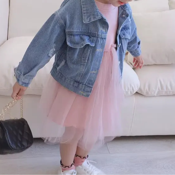 Jaqueta Jeans Infantil Menina Bordado Floral 3 a 10 Anos Varialle