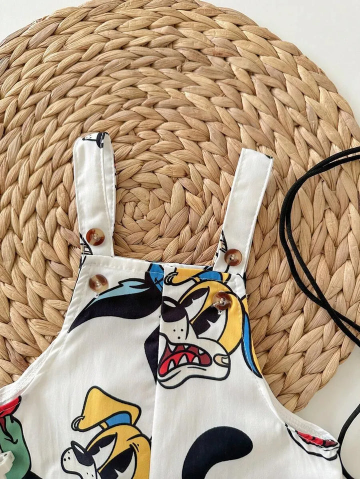 Jardineira Infantil Estampada com Bolsa Saco 0 a 3 Anos