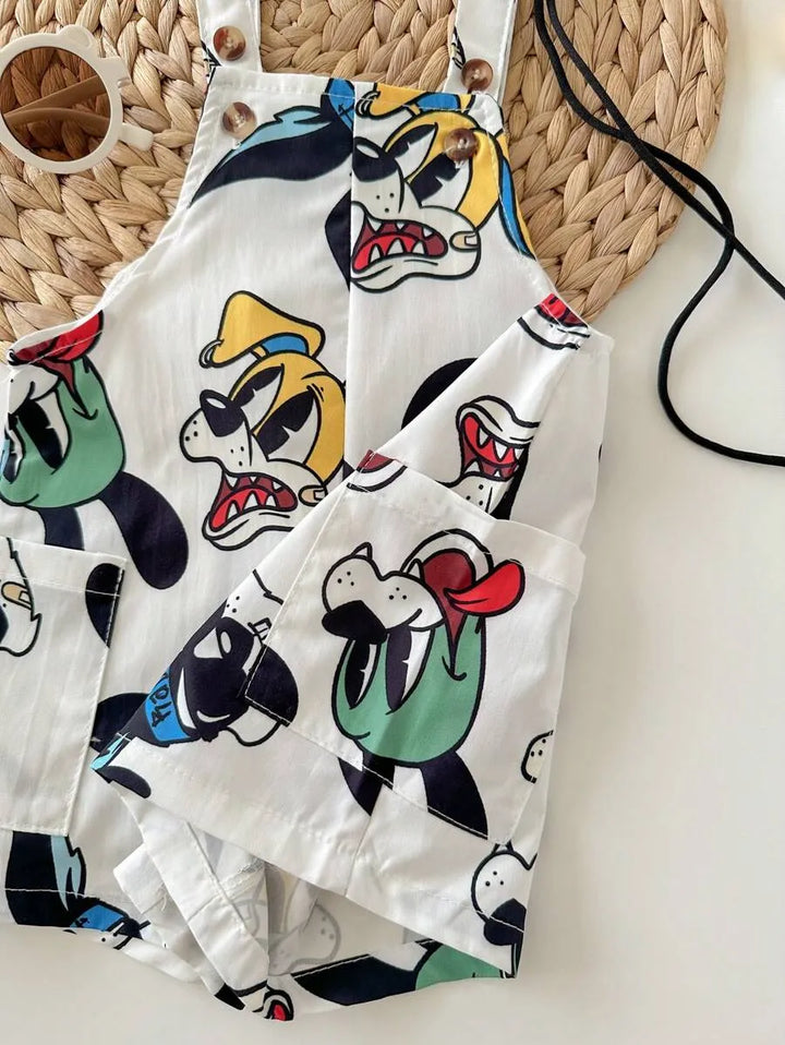 Jardineira Infantil Estampada com Bolsa Saco 0 a 3 Anos