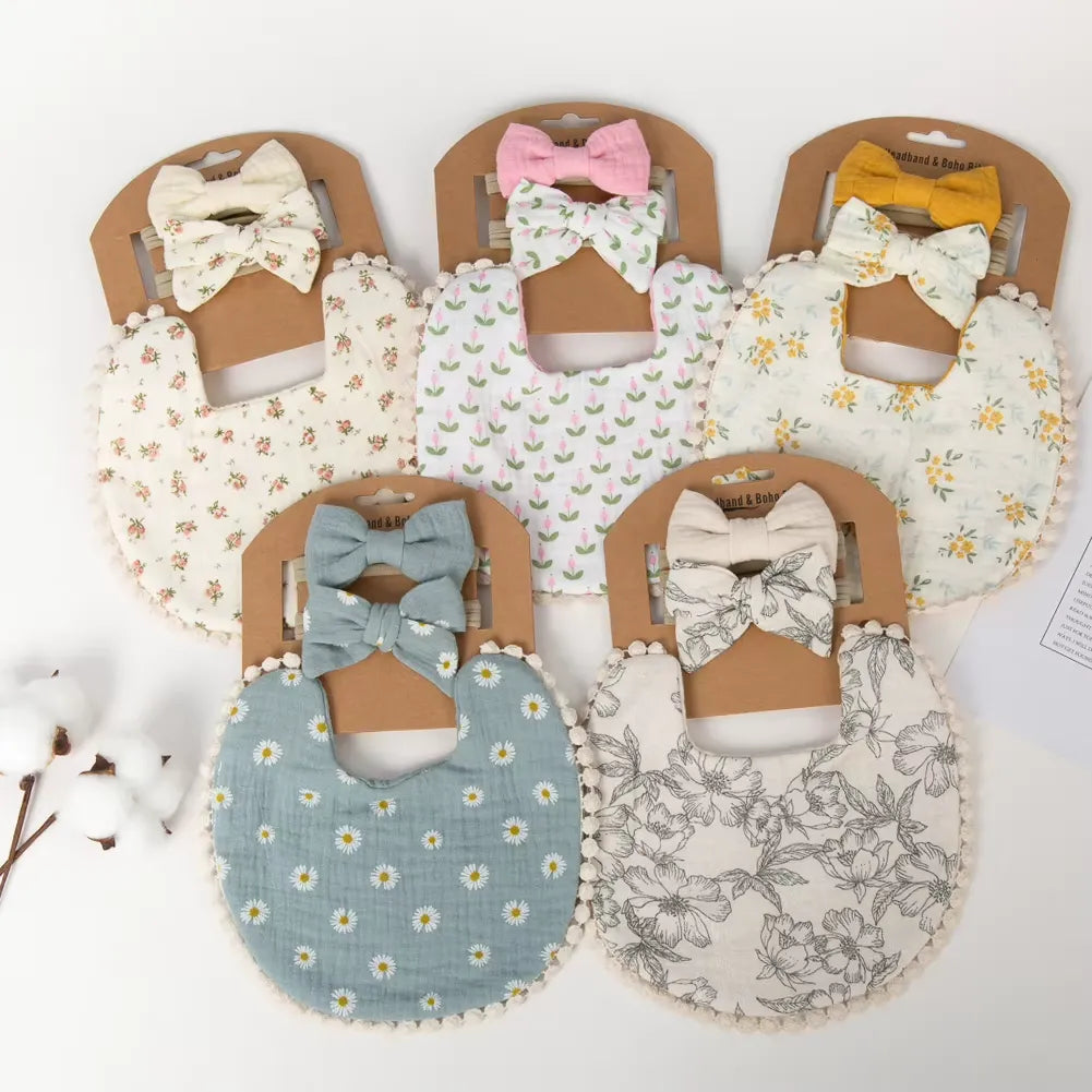 Kit Presente para Bebês Miss Baby - Babador Dupla Face e Laços