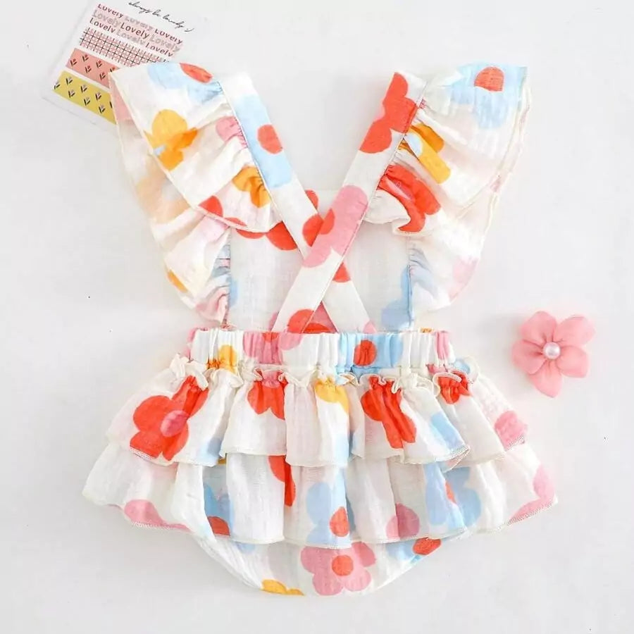 Macacão Bebê Flor de Algodão 0 a 9 Meses