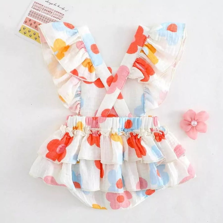 Macacão Bebê Flor de Algodão 0 a 9 Meses