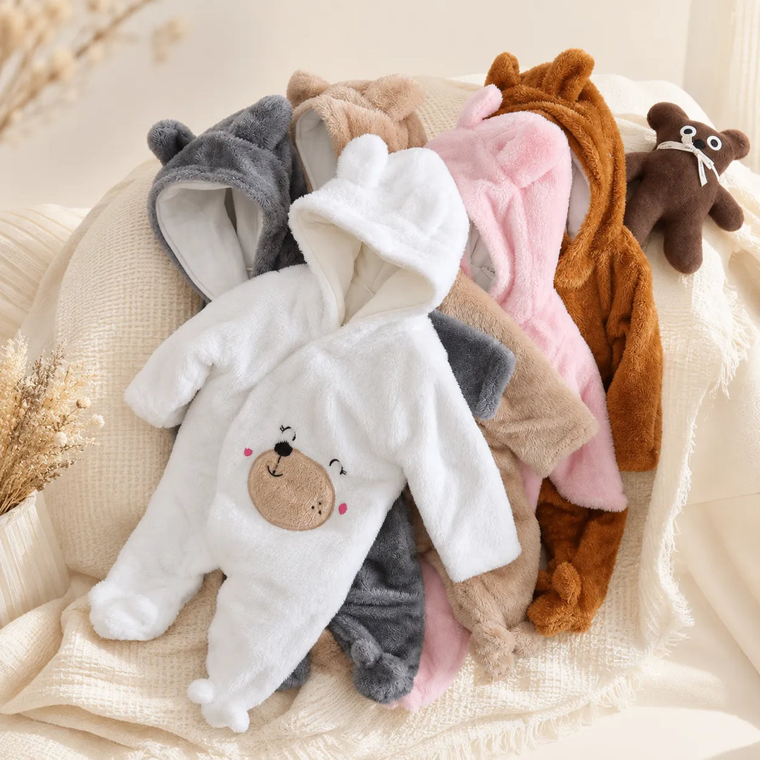 Macacão Bebê Inverno Fofinho Com Capuz (Unissex) - Varialle