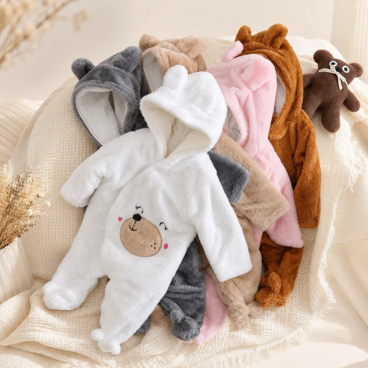 Macacão Bebê Inverno Fofinho Com Capuz (Unissex) - Varialle