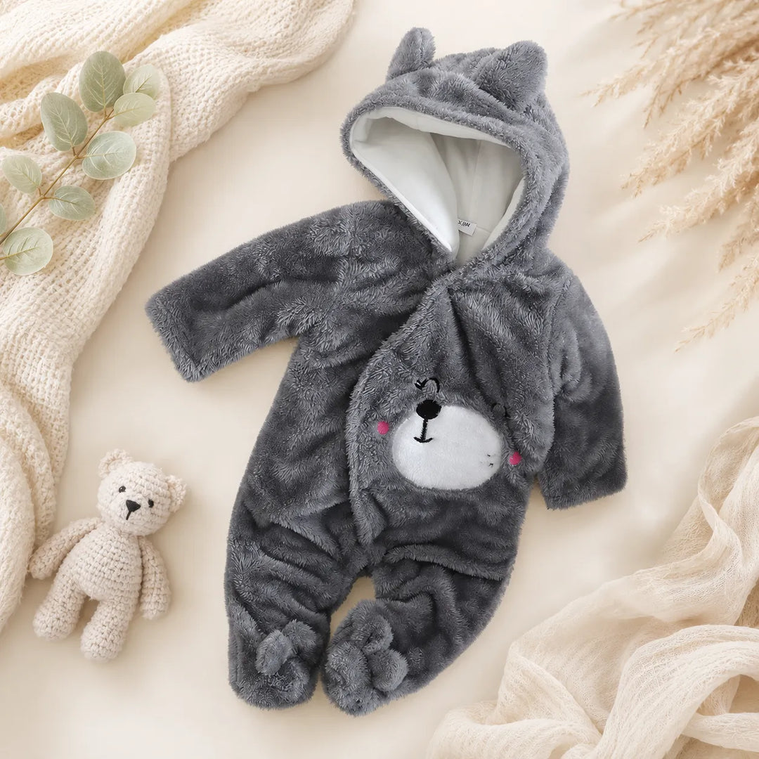 Macacão Bebê Inverno Fofinho Com Capuz (Unissex) - Varialle