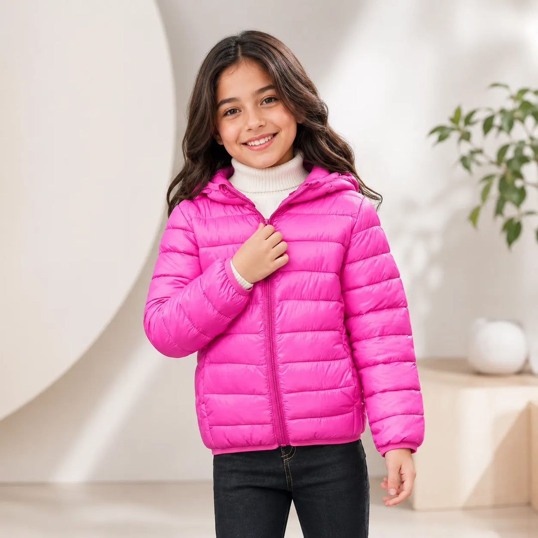 Jaqueta Puffer Infantil Com Capuz Inverno Corta-Vento (Unissex) Varialle
