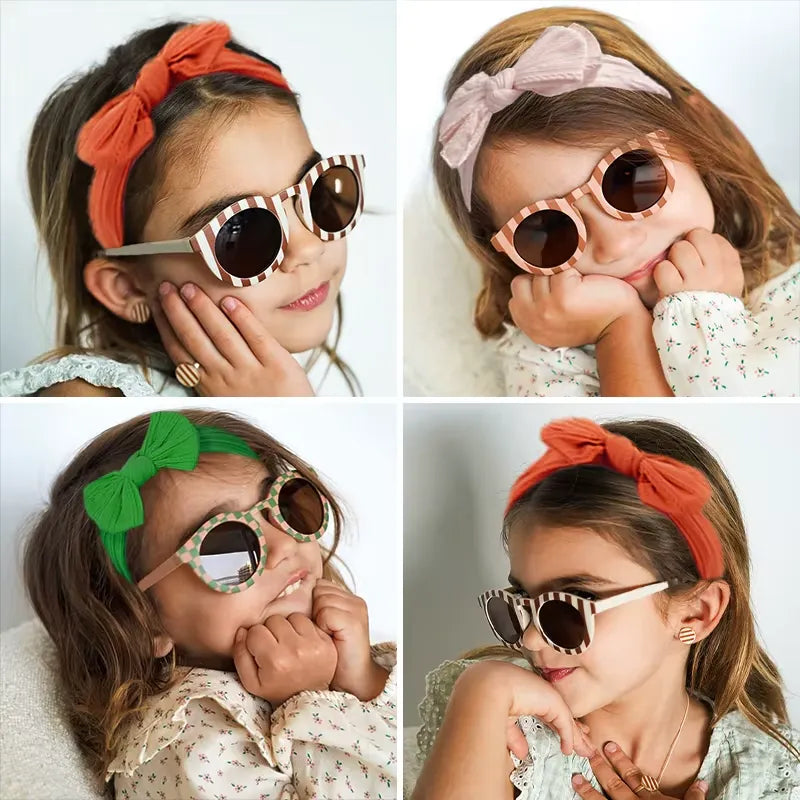 Óculos de Sol Infantil Listrado com Laço para Meninas, Varialle