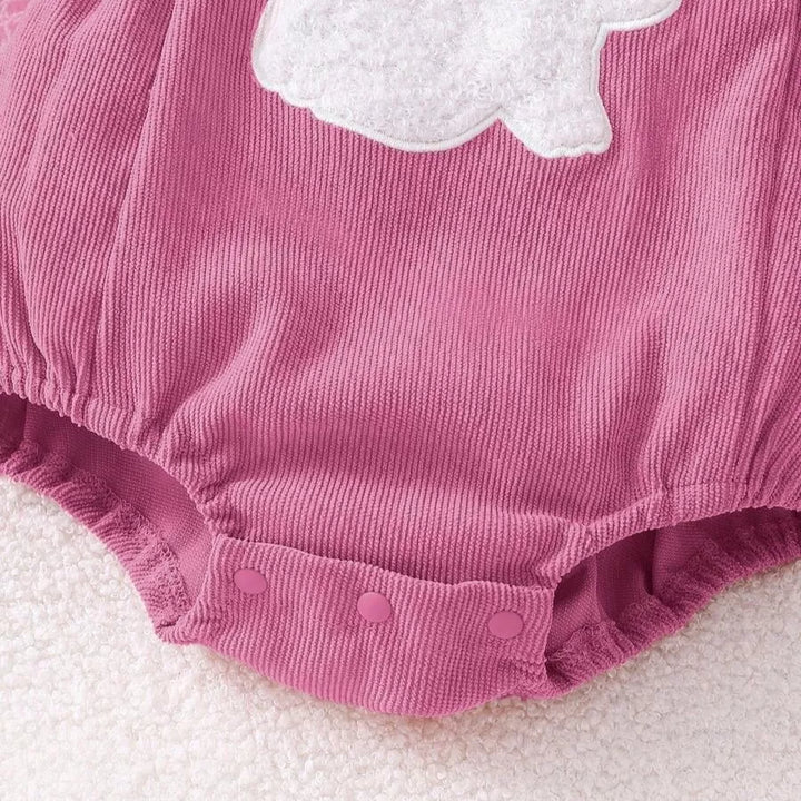 Romper Jardineira em Veludo Cotelê Coelhinha com Faixa 1 a 18 Meses