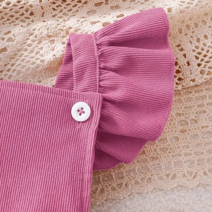 Romper Jardineira em Veludo Cotelê Coelhinha com Faixa 1 a 18 Meses