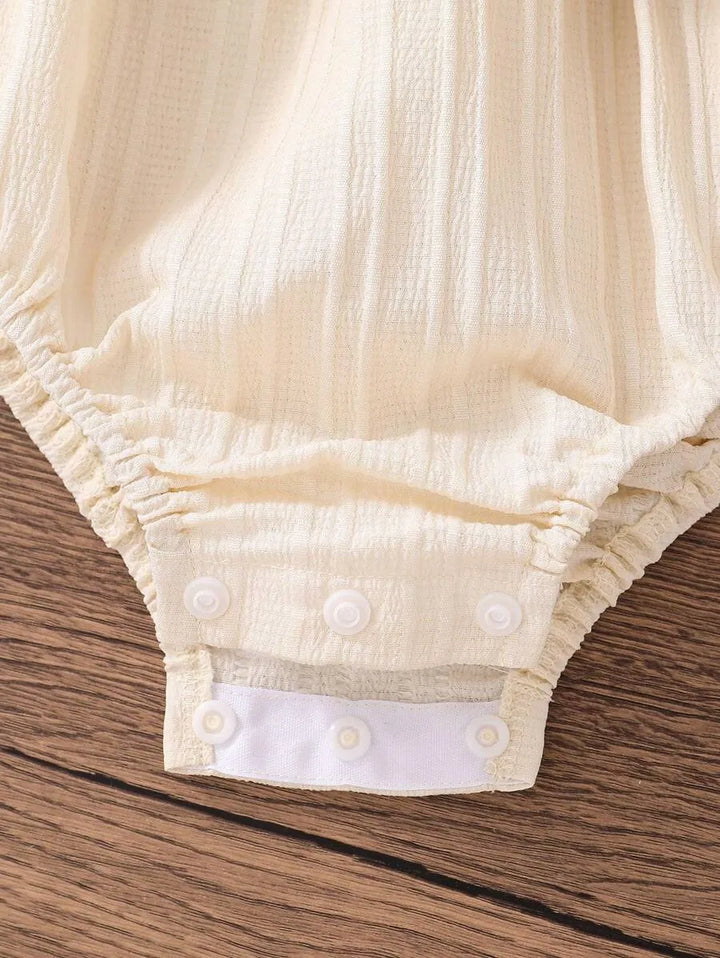 Romper Vestido Bordado Floral com Faixa de Cabelo 1 a 18 Meses