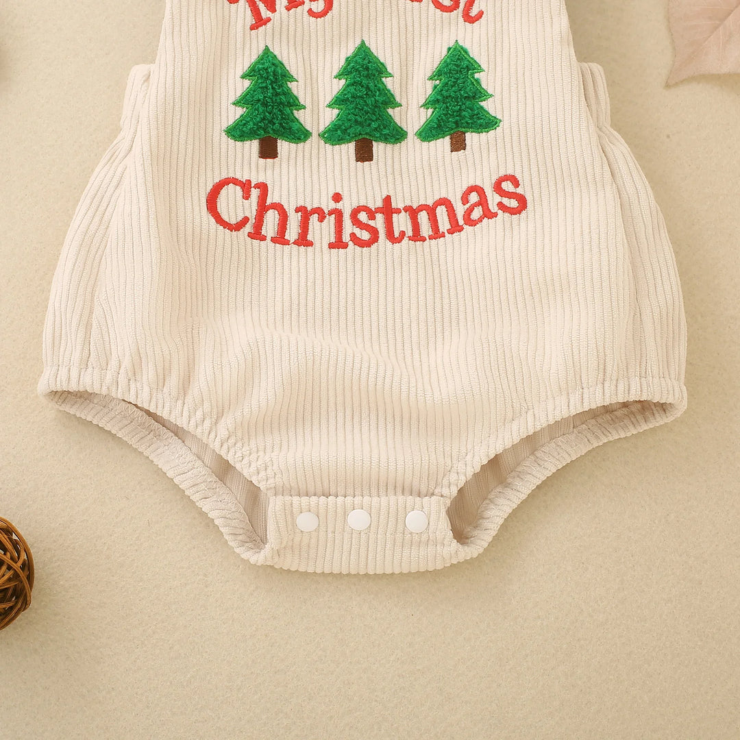 Macacão Jardineira Natalina para Bebê Menino Meu Primeiro Natal 0 a 18M