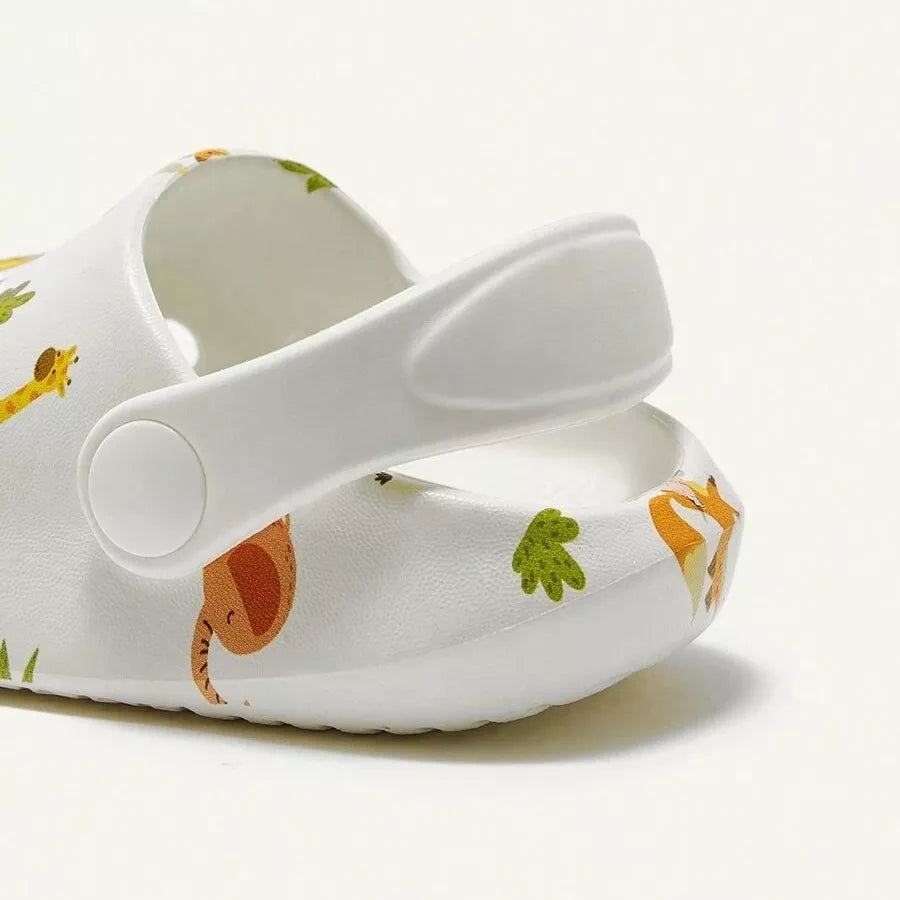Sandália Infantil Antiderrapante com Estampa de Animais da Floresta – Respirável e Confortável