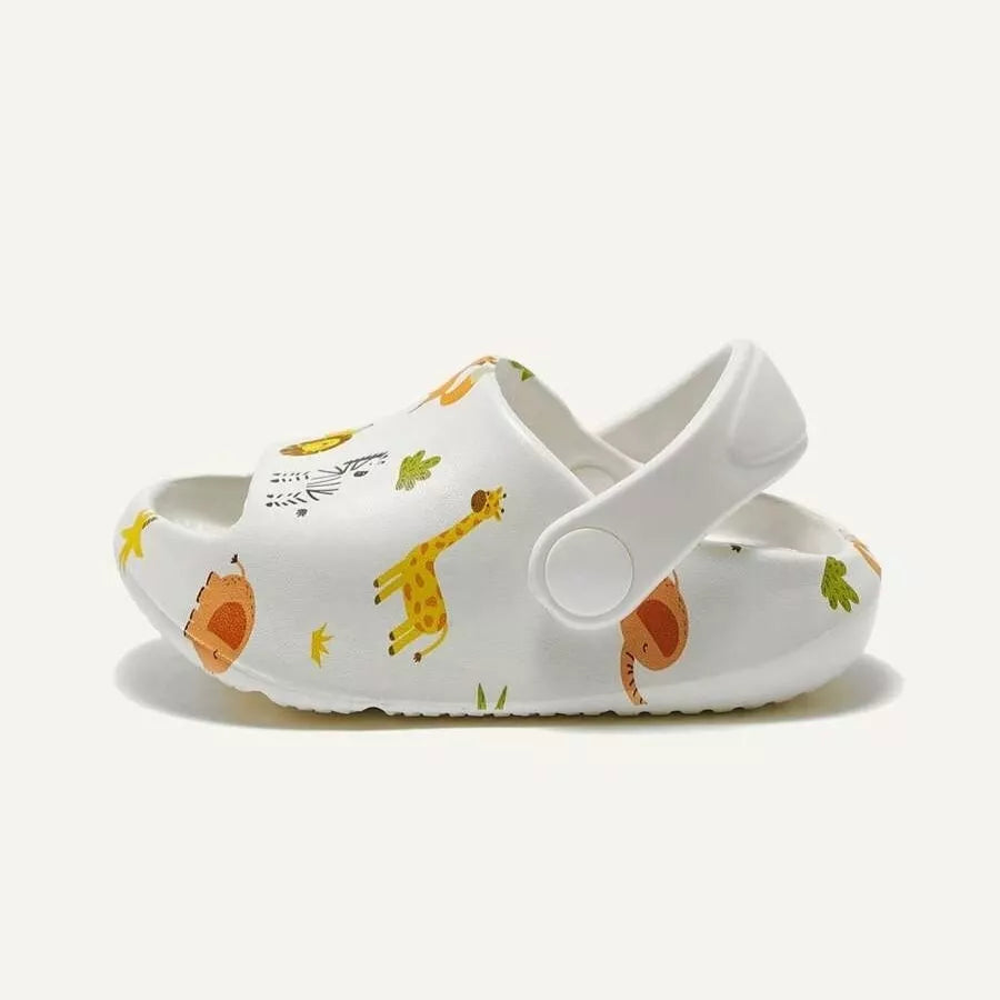 Sandália Infantil Antiderrapante com Estampa de Animais da Floresta – Respirável e Confortável