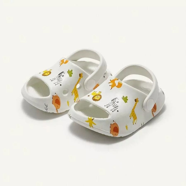 Sandália Infantil Antiderrapante com Estampa de Animais da Floresta – Respirável e Confortável