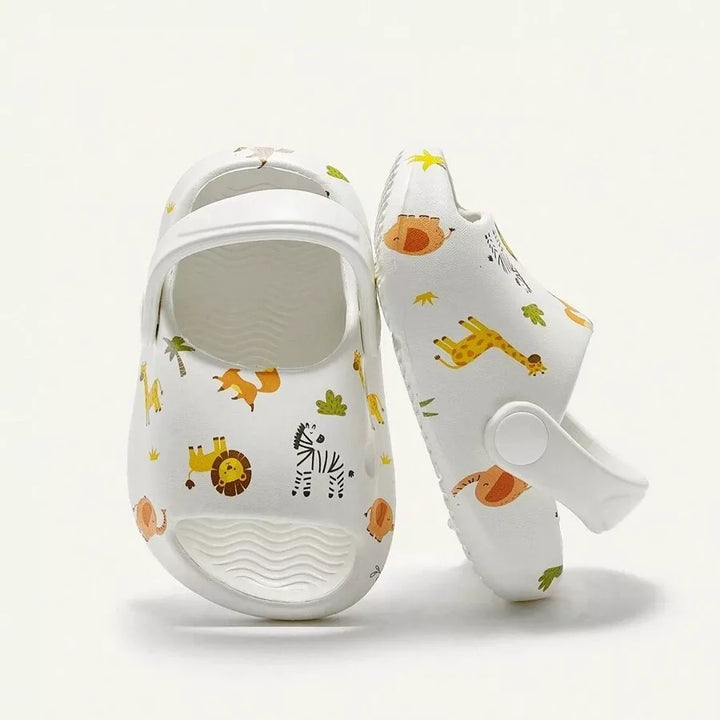Sandália Infantil Antiderrapante com Estampa de Animais da Floresta – Respirável e Confortável
