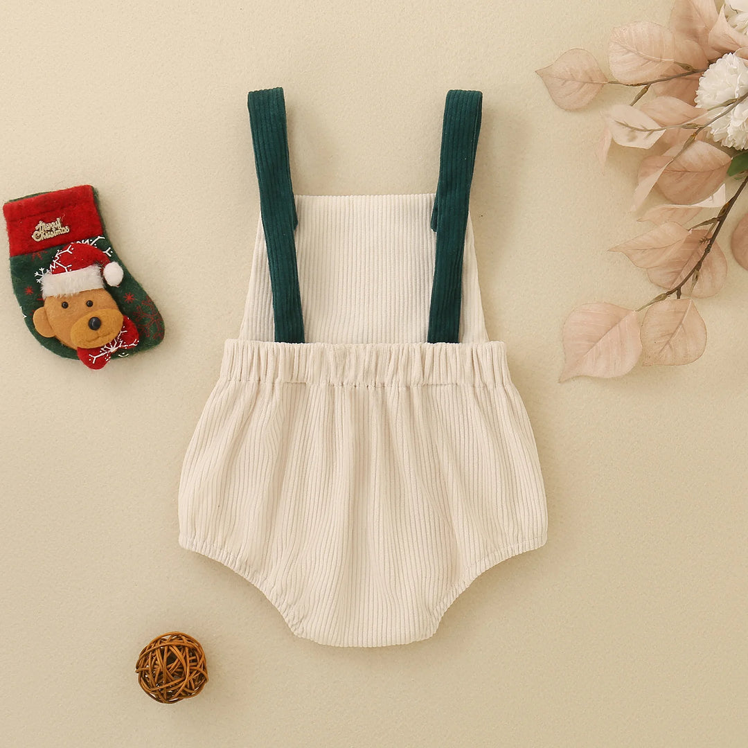 Macacão Jardineira Natalina para Bebê Menino Meu Primeiro Natal 0 a 18M
