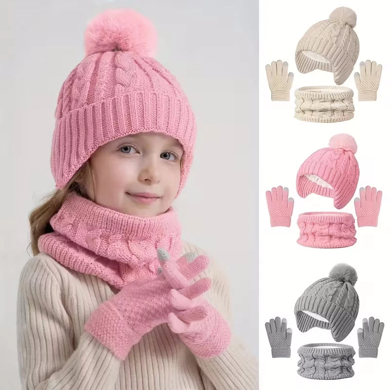 Touca Infantil - Kit Inverno com Luvas e Gola de Pescoço (Unissex) Varialle
