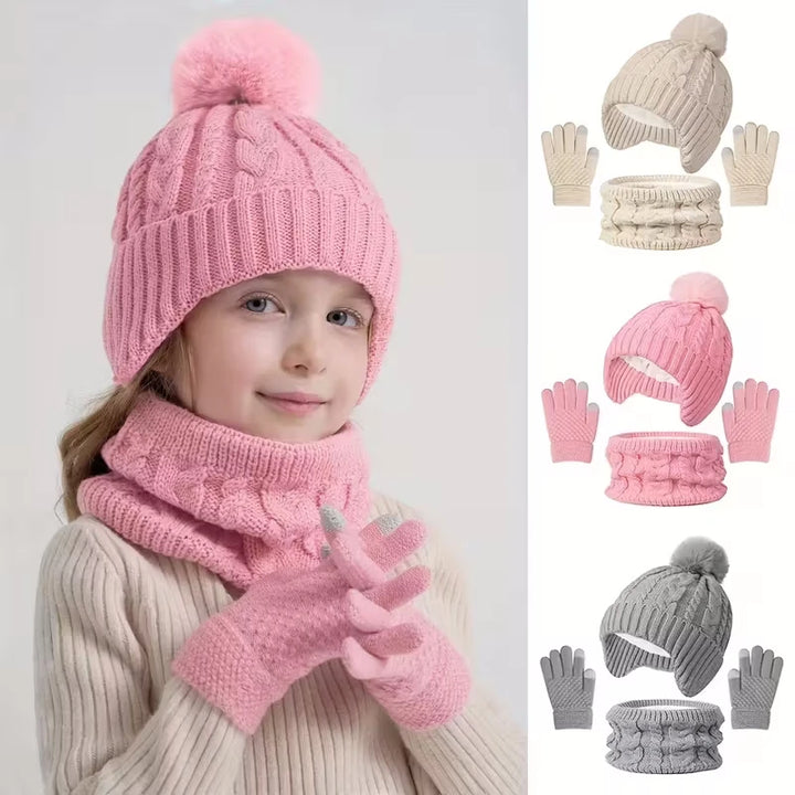 Touca Infantil - Kit Inverno com Luvas e Gola de Pescoço (Unissex) Varialle
