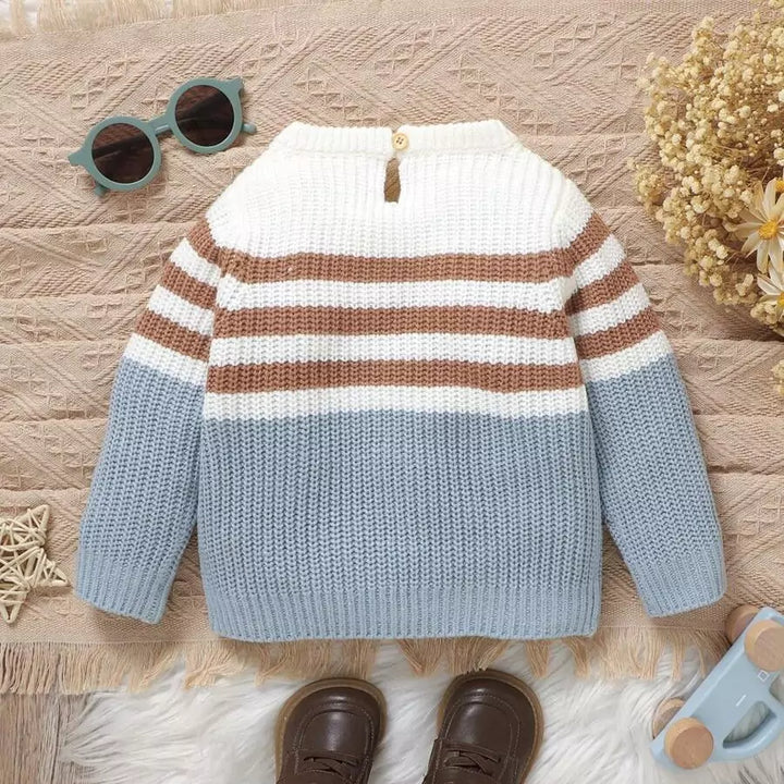 Sueter Infantil Menino Listrado Bordado 6 Meses a 3 Anos